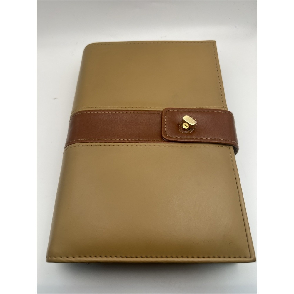 Day-Timer 6 Ring Compact Planner Organizer Tan Brown Inserts 5.5x8 Vintage